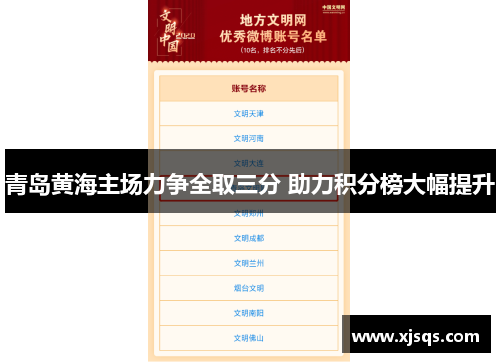 青岛黄海主场力争全取三分 助力积分榜大幅提升