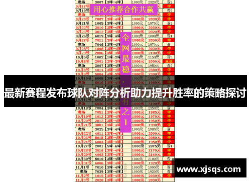 最新赛程发布球队对阵分析助力提升胜率的策略探讨